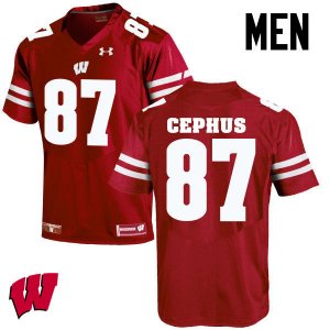 Men's Wisconsin Badgers NCAA #87 Quintez Cephus Red Authentic Under Armour Stitched College Football Jersey SU31I62TW